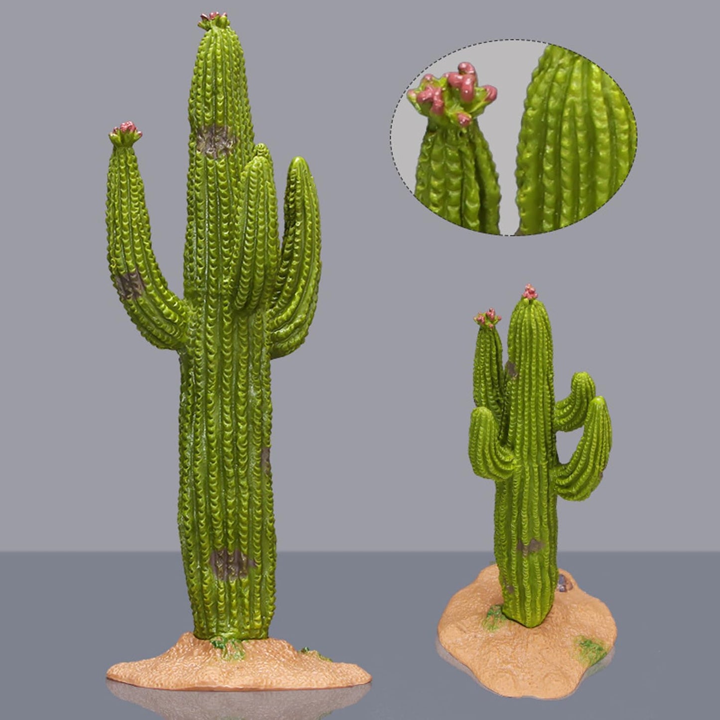 3pcs Green Simulated Cactus Artificial Sand Decoration - Decorative Fake Cactus Plant Table Decoration