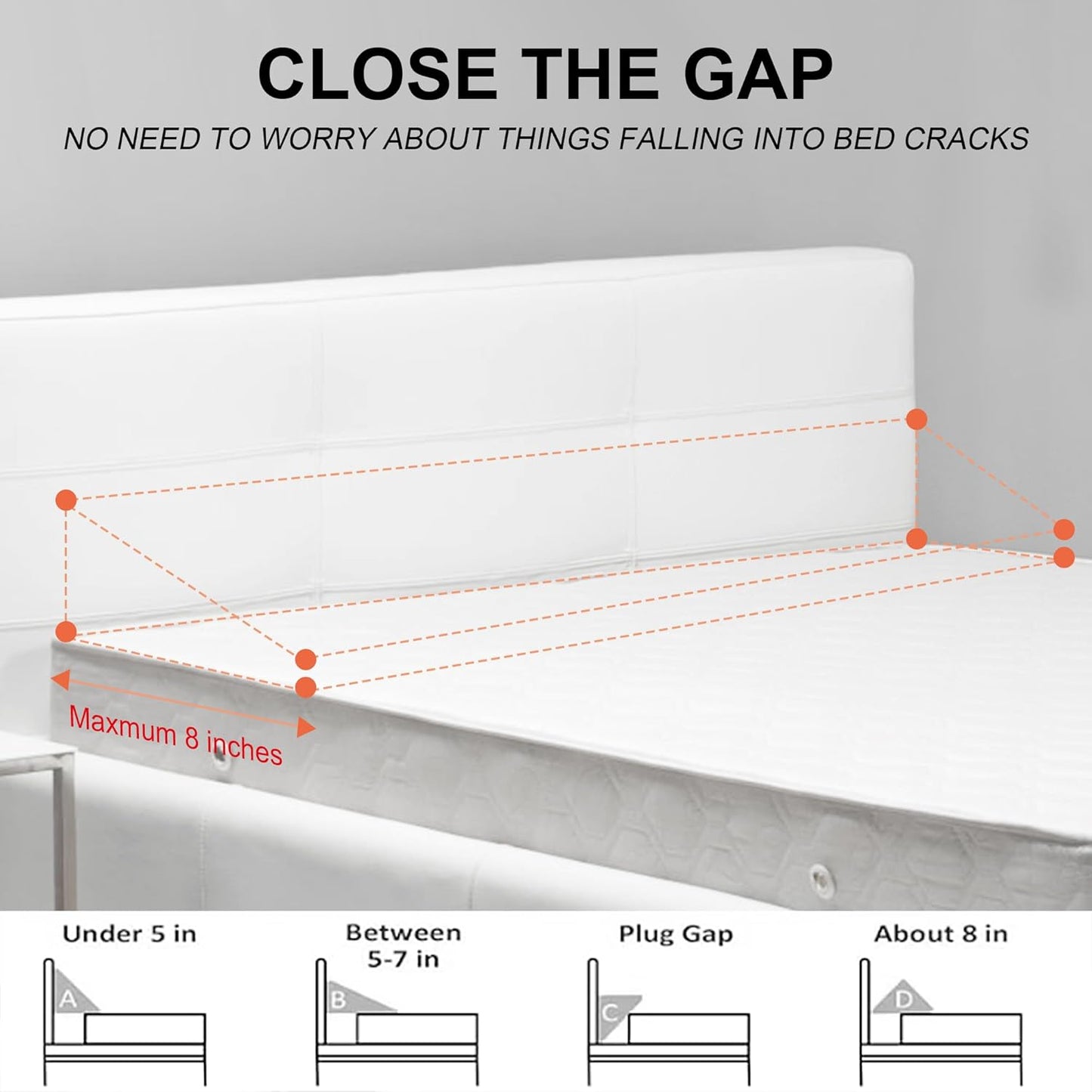 Twin Bed Wedge Pillow Headboard Gap,Wedge Pillow Headboard/Bed Gap Filler,Fill The Gap (0-8") (Gray, 39"x10"x6")