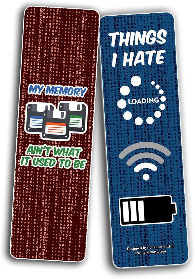 Creanoso Funny Computer Novelty Adult Humor Bookmarks (2-Sets X 6 Cards) – Daily Inspirational Card Set – Interesting Book Page Clippers – Great Gifts for Adults and Professionals
