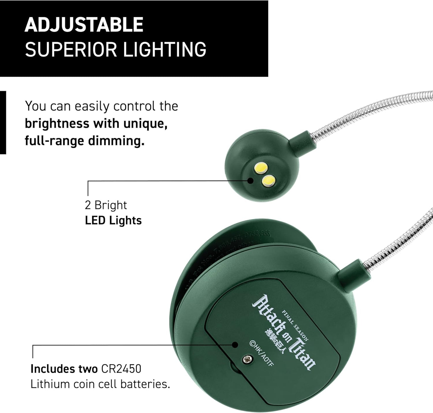 WITHit Clip On Book Light – Dimmable LED Reading Light for Books and eBooks, Reduced Glare, Portable, Cute Bookmark Light for Kids & Adults, Batteries Included (Levi, Attack on Titan)