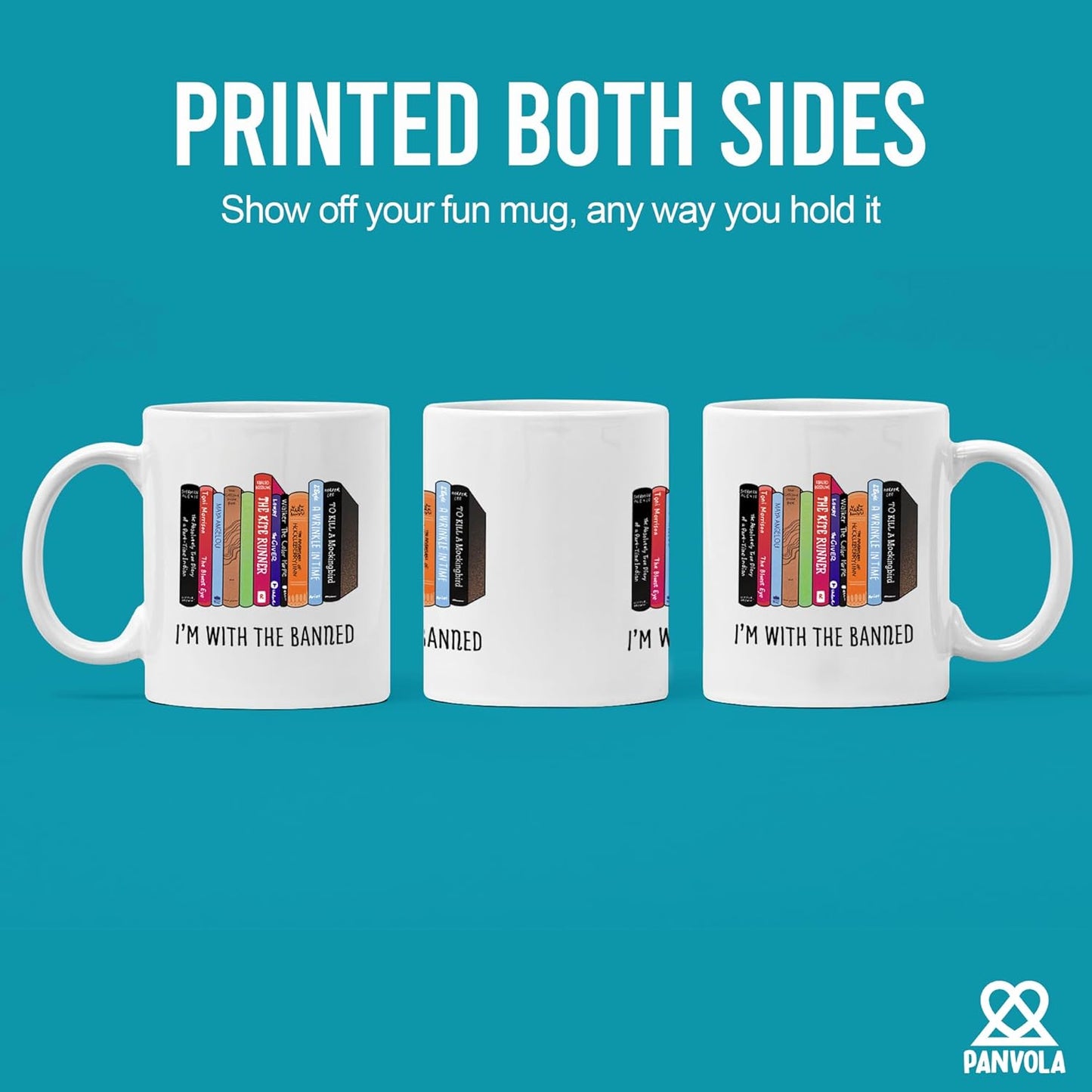 Panvola I’m With The Banned Book Lover Gifts Reader Librarian Reading Library Science Student Ceramic Mug 11oz White