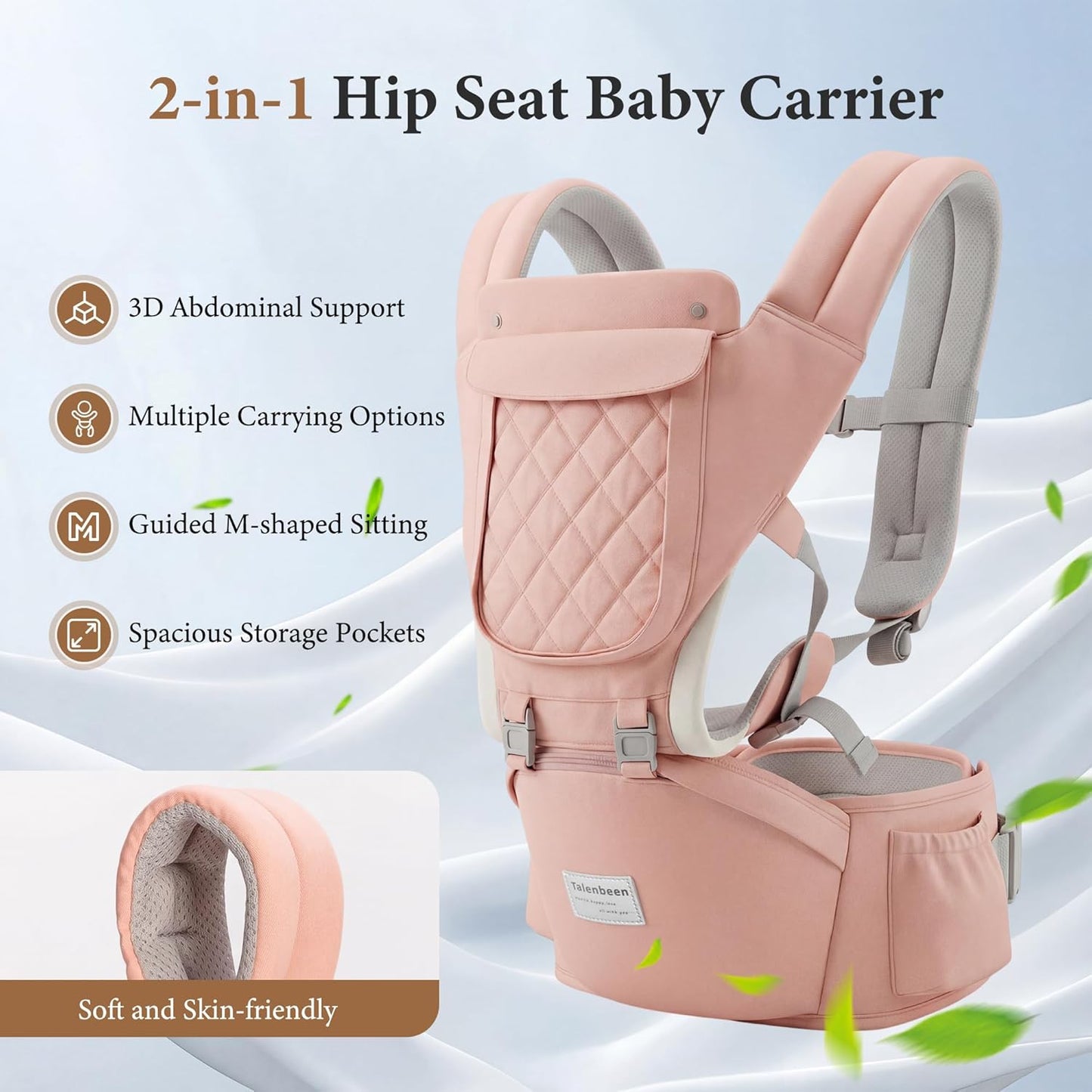 Baby Carrier Newborn to Toddler, 6-in-1 Baby Carrier with Hip Seat Lumbar Support 7-41 lbs, Baby Soft Carrier for All Seasons & Positions, Adjustable Size for Shopping Hiking Travelling