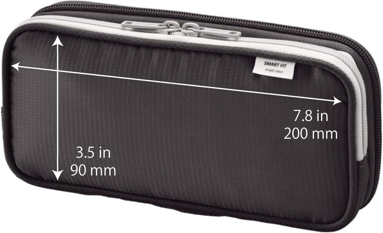 LIHIT LAB Double Pen Case, Large, 4.1 x 8.7", Blue (A7661-8)