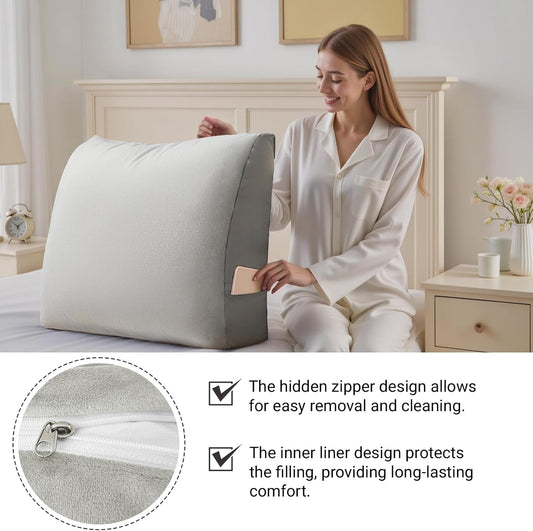 Back Support Pillow for Couch – Bed Rest Back Pillow with Removable Cover, Comfortable Back Pillows for Sitting in Bed or Sofa for Living Room, Bedroom, and Home Decor