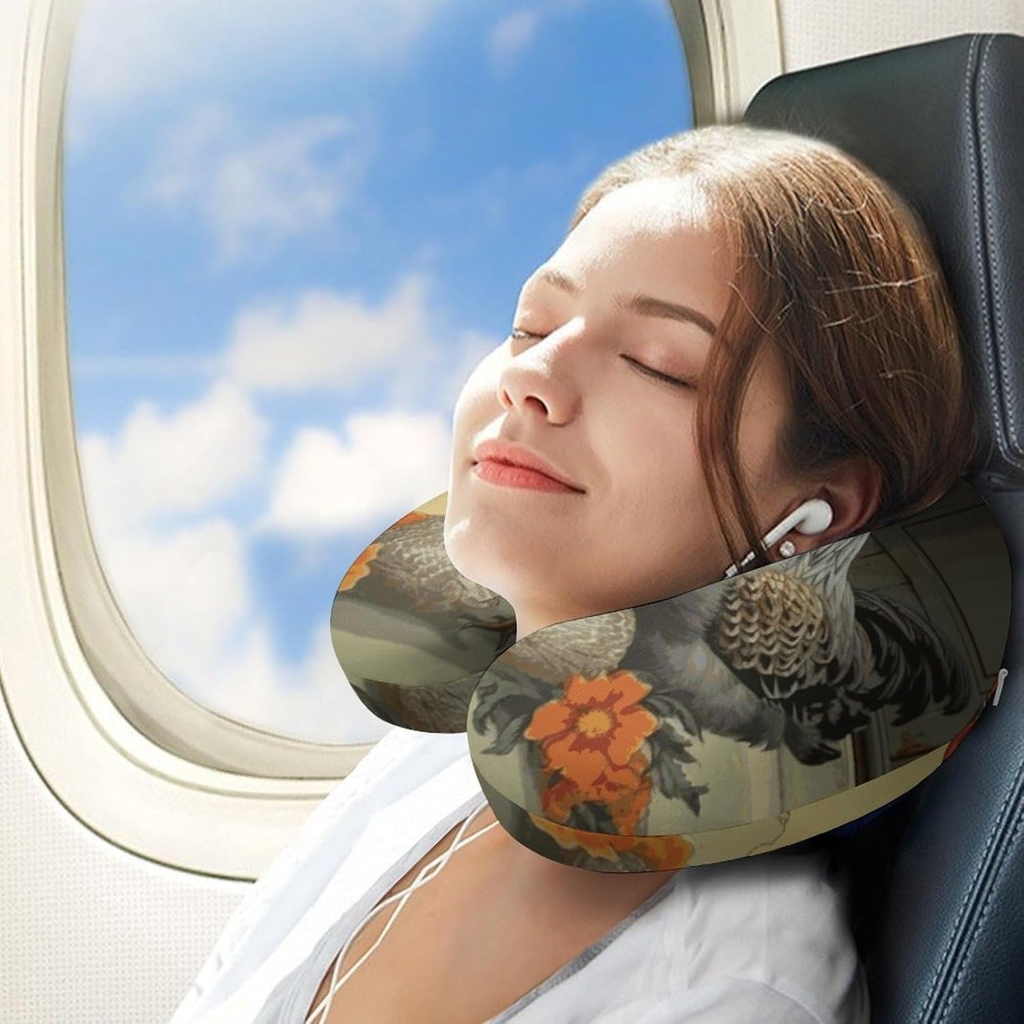 Italian Chickens Neck Pillow Memory Foam U Shaped Pillows Portable Pillows for Shoulder Travel Head Support Pillow with Concealed Zipper for Airplane Car Home Office