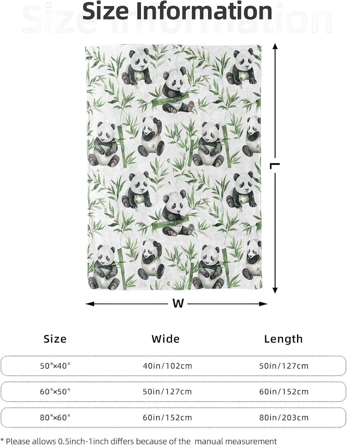 Cute Panda Blanket for Home Decor, Palyful Cartoon Animal and Leaf Design, Boys Girls Women Gifts, 50"x60", Soft Fleece, Lightweight and Breathable, Ideal for Couch Bed Office Cabin Office Dorm