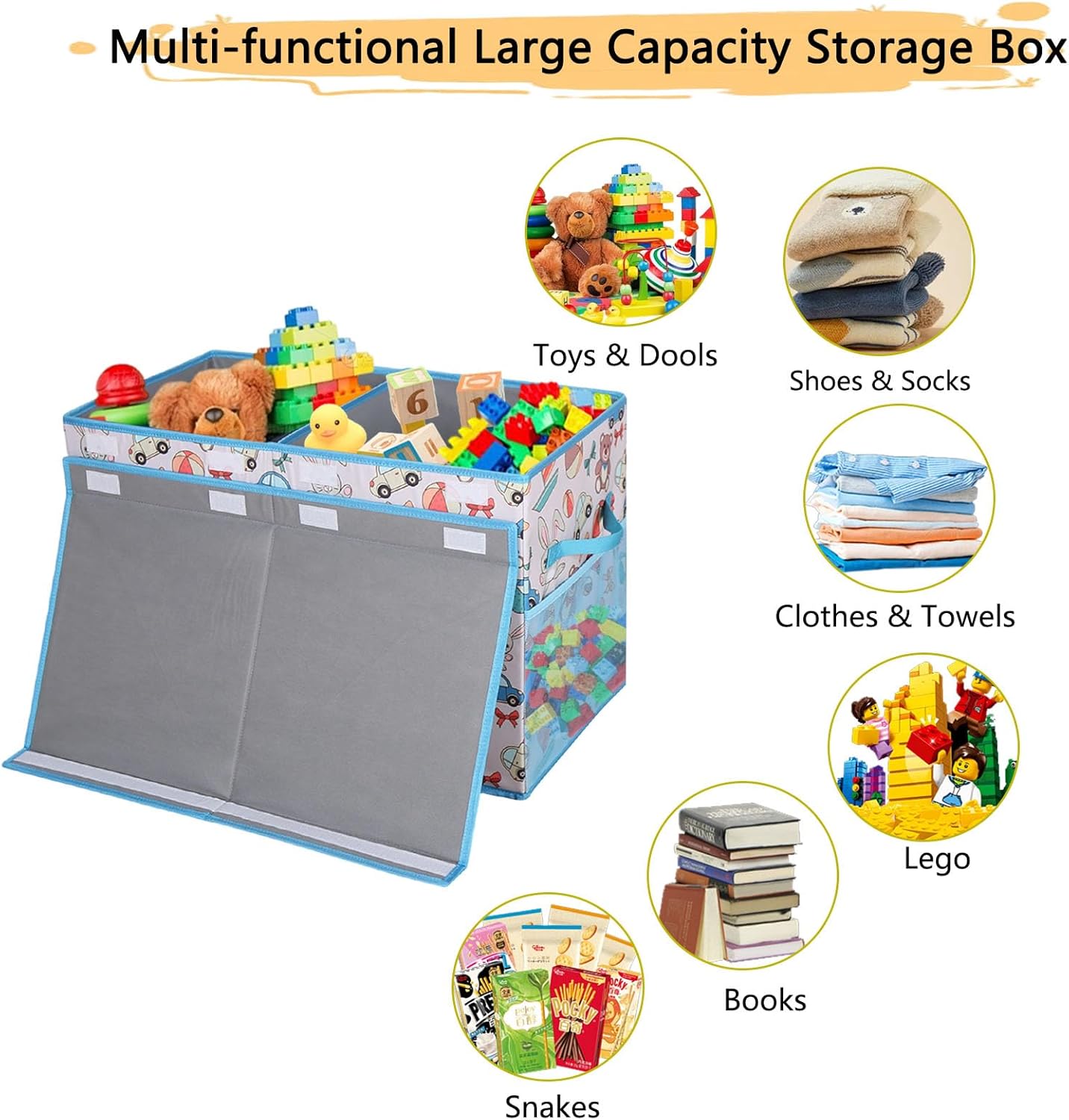 Large Stackable Storage Bins with Lids, Collapsible Sturdy Storage Organizer Boxes Bins Baskets, Foldable Closet Organizer Baskets for Home (Light Khaki, M)