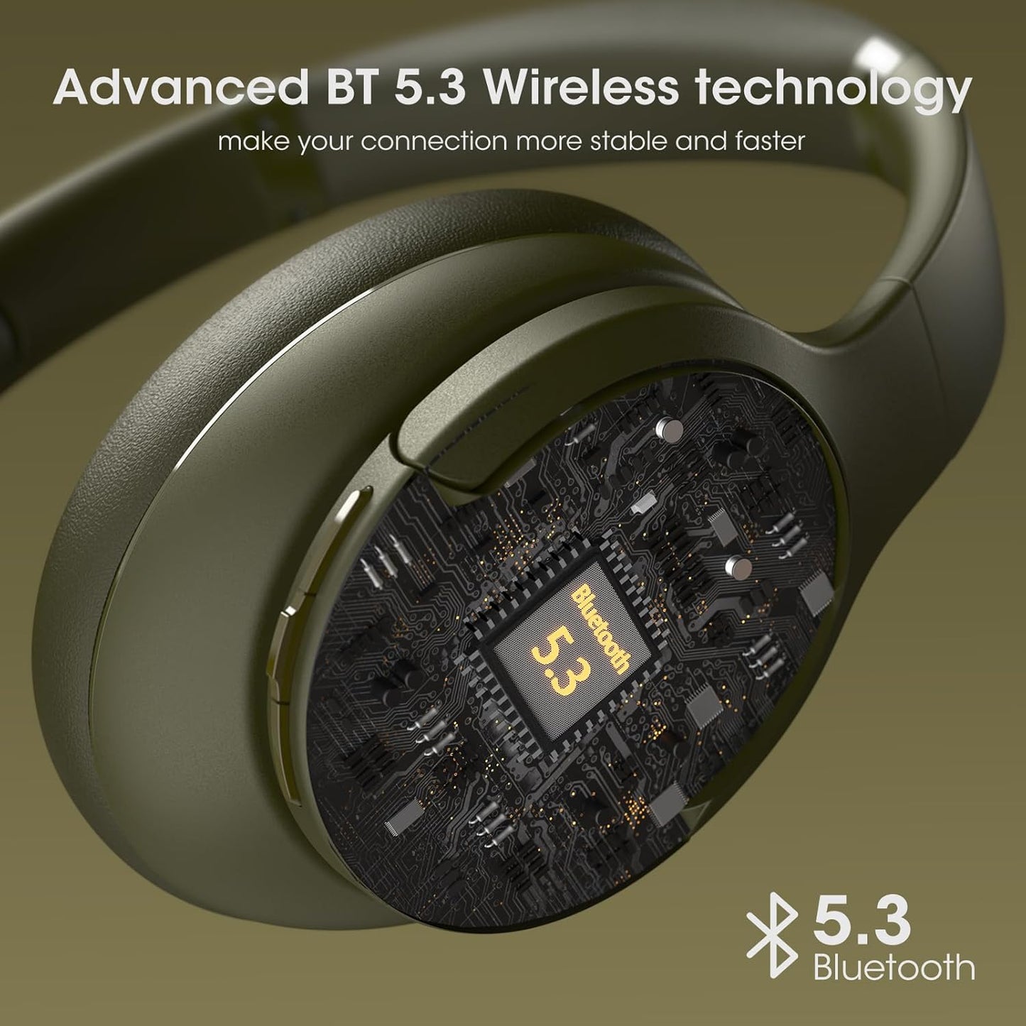 DOQAUS Over-Ear Bluetooth Headphones with 90-Hour Playtime, 3 Professional EQ Modes, HiFi Deep Bass & HD Mic for Extended Travel, Gym Workouts & Daily Use
