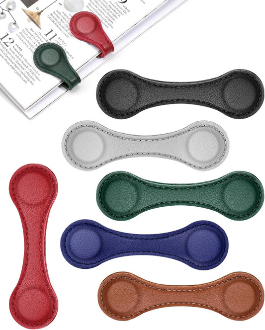 Magnetic Leather Bookmark, 6 PCS Colorful Leather Magnetic Bookmarks for Women Men, Double-Sided Magnetic Book Mark Clip for Book Lovers, Readers, Teachers
