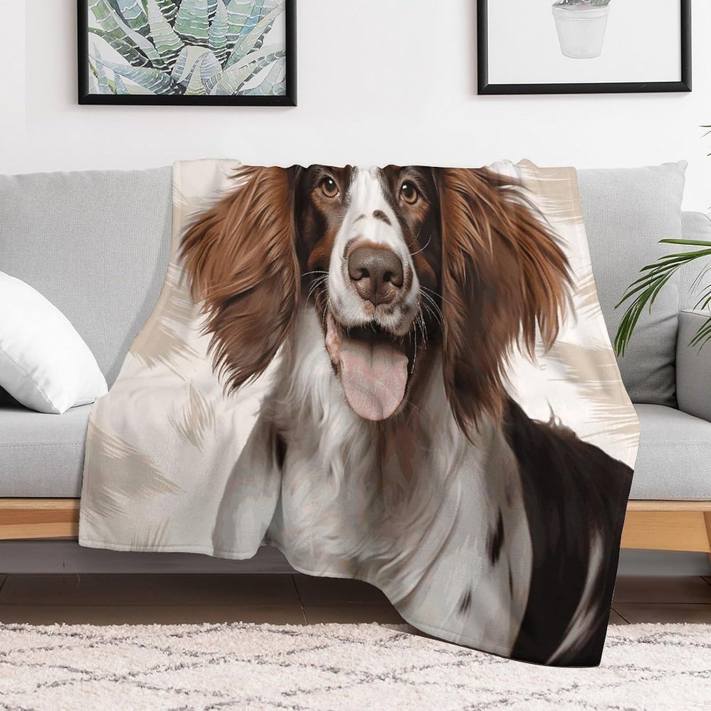 Cute Springer Spaniel Throw Blanket for Couch Super Soft Warm Lightweight Throw Blankets Cozy Flannel Bed Blanket Cute Decorative Blankets for All Seasons Home Decor Gift 60"*80"（150 * 200cm）