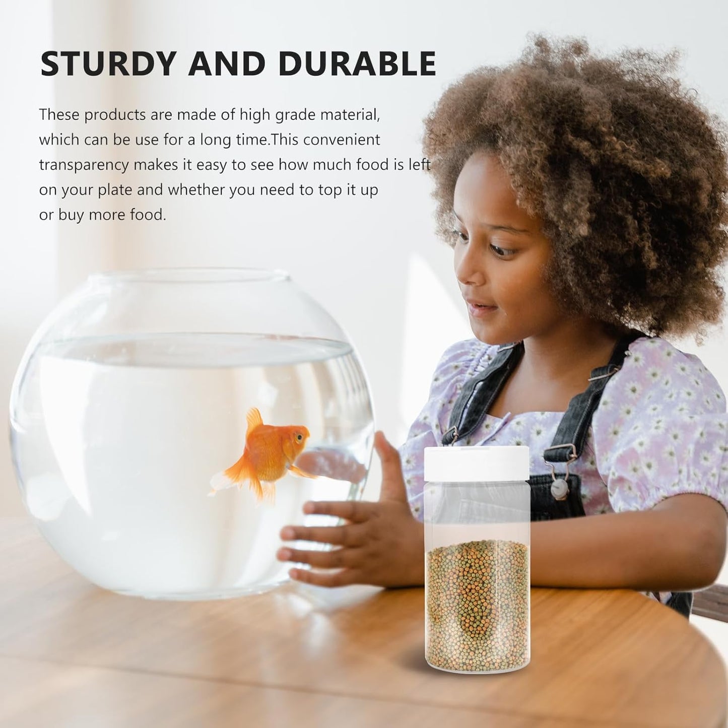 Mipcase Fish Food Containers 2pcs Dispenser Container Small Animals Feeding Bottles White Terrarium Plastic Round Fish Tank Aquarium Feeding Bottles