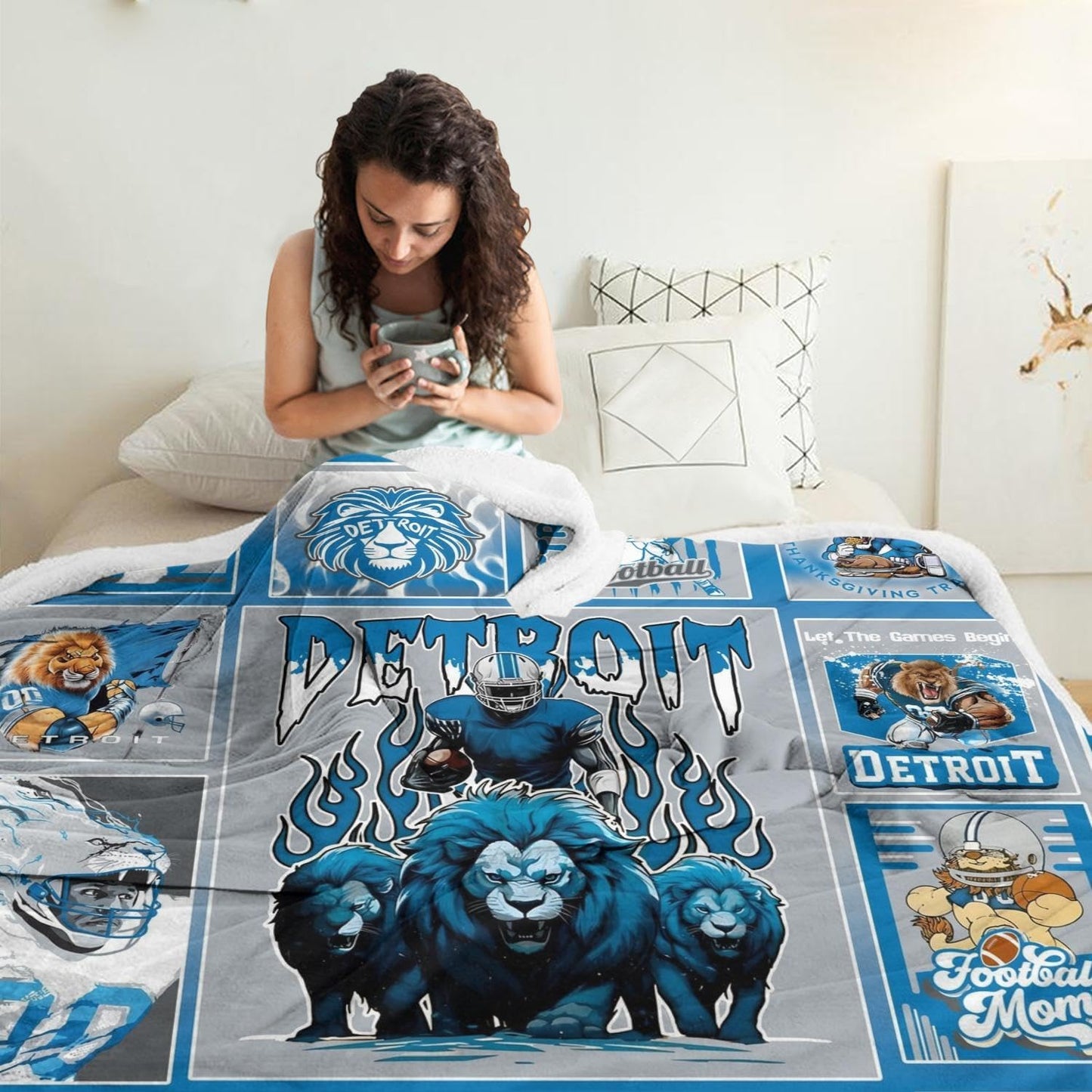 Football City Sherpa Throw Blanket for Football Fans Gifts,Ultra Soft Flannel Blankets,Double Layer Fabric Warm Blankets,60" X 50"