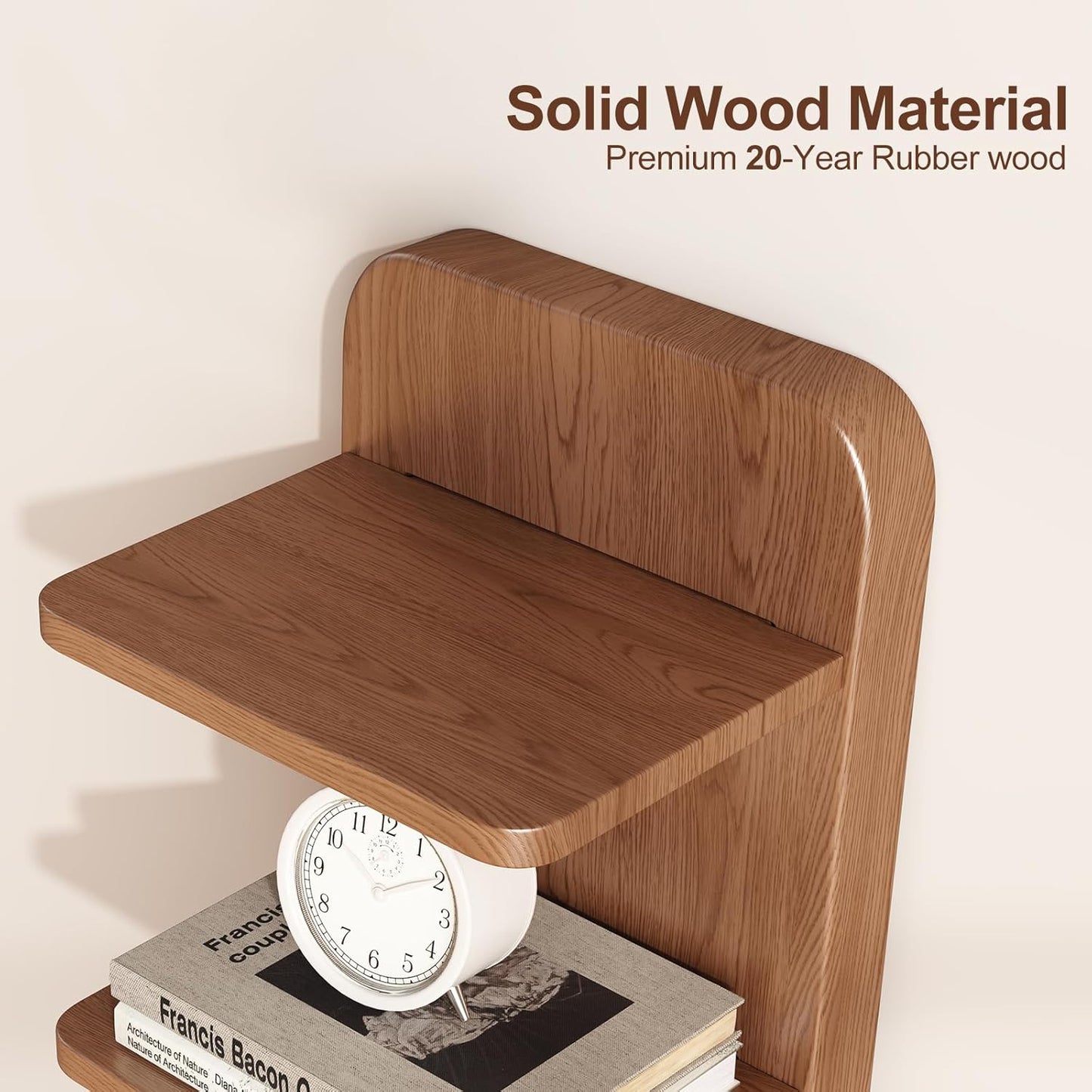 WoodsWhisper Narrow Bookshelf Ladder Bookshelf 5 Shelf Bookcase, Mid Century Modern Bookcase with Freestanding Display Shelves,Anti-tip Device and Thickened Base for Small Space,Living Room, Office