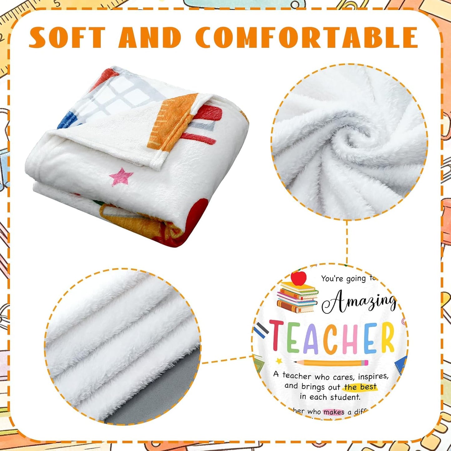 Batiyeer New Teacher Gifts First Year Teaching Gifts Teacher Graduation Gift College Graduation Present Blanket 60"x 50" Reading Room Plush Funny Present for Educators Mentors Appreciation Week
