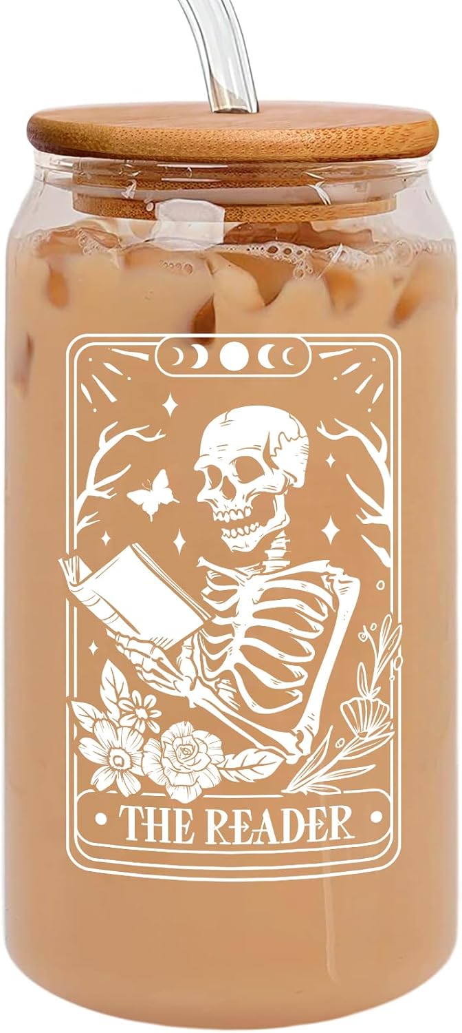 Haukea Book Lovers Gifts for Women & Readers - Bookish Gifts, Book Club & Librarian Themed Accessories - Book Cup, Skull Reader