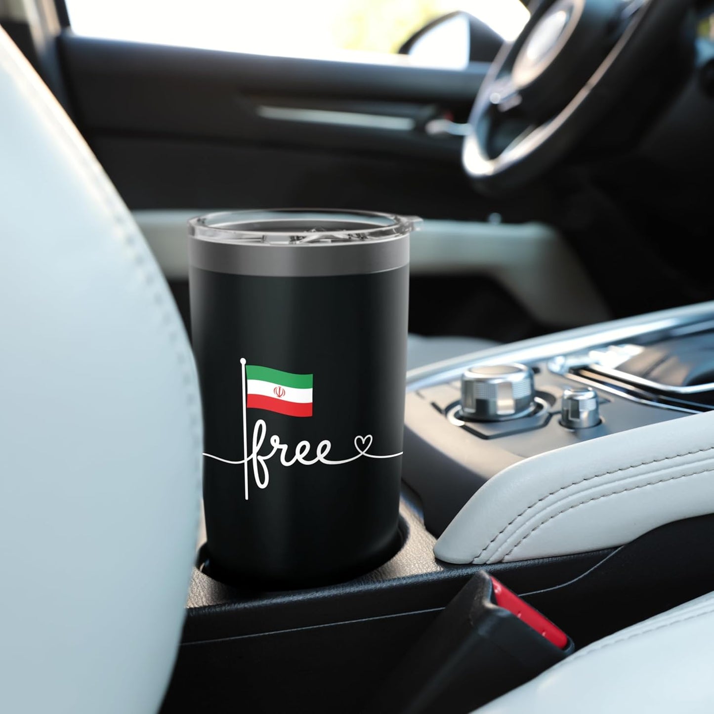 Free Iran Flag Cat Heart Script Women's Persian Pride Stainless Steel Insulated Tumbler