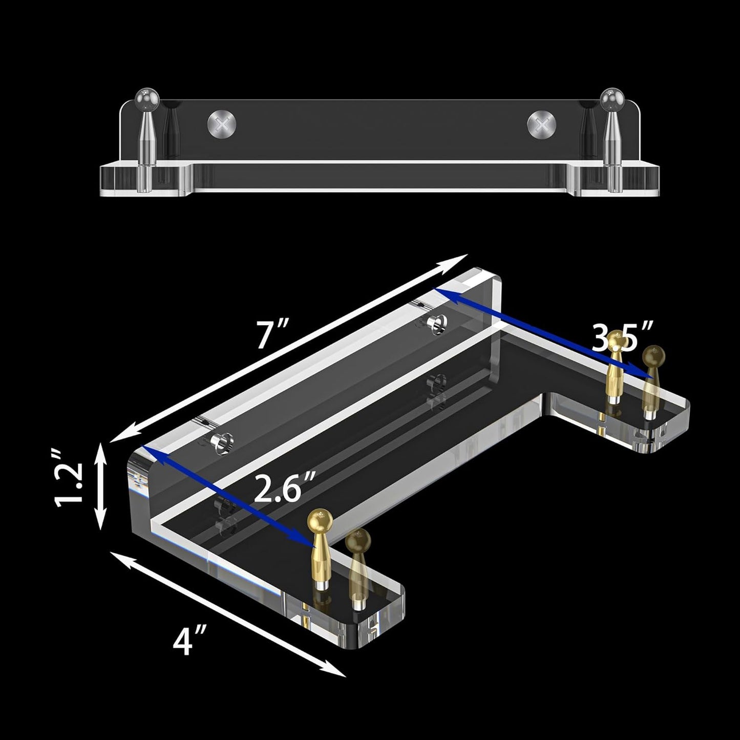 Wall-Mount Acrylic Display Shelf for Plates, Acrylic Plate Stand with Adjustable Display Angle, Ideal Hanger for 6-16 Inch Plates, Picture Frames, Bowl, Certificate, Artwork, Silver Pegs - 1 Pack