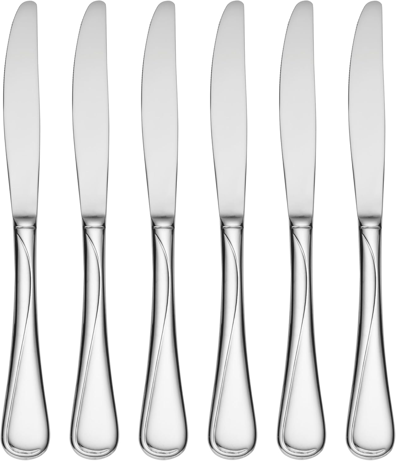 Oneida Silverware Set, Flight Everyday Flatware Dinner Knives Set, Service For 6, 18/0 Stainless Steel, Rust Resistant, Dishwasher Safe, Mirror Finish, Utensils Sets, Dinner Knife (Silver 6 Piece)