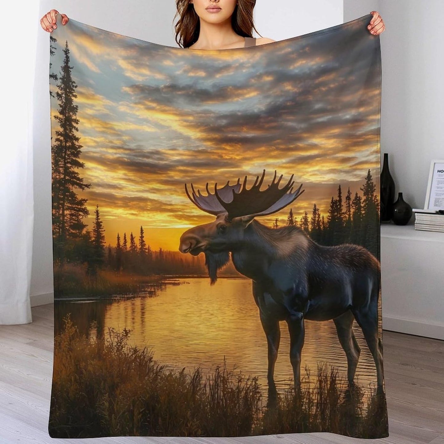 Moose Throw Blanket for Couch Bed Plush Cozy Fuzzy Flannel Blanket for All Season 30"x40"