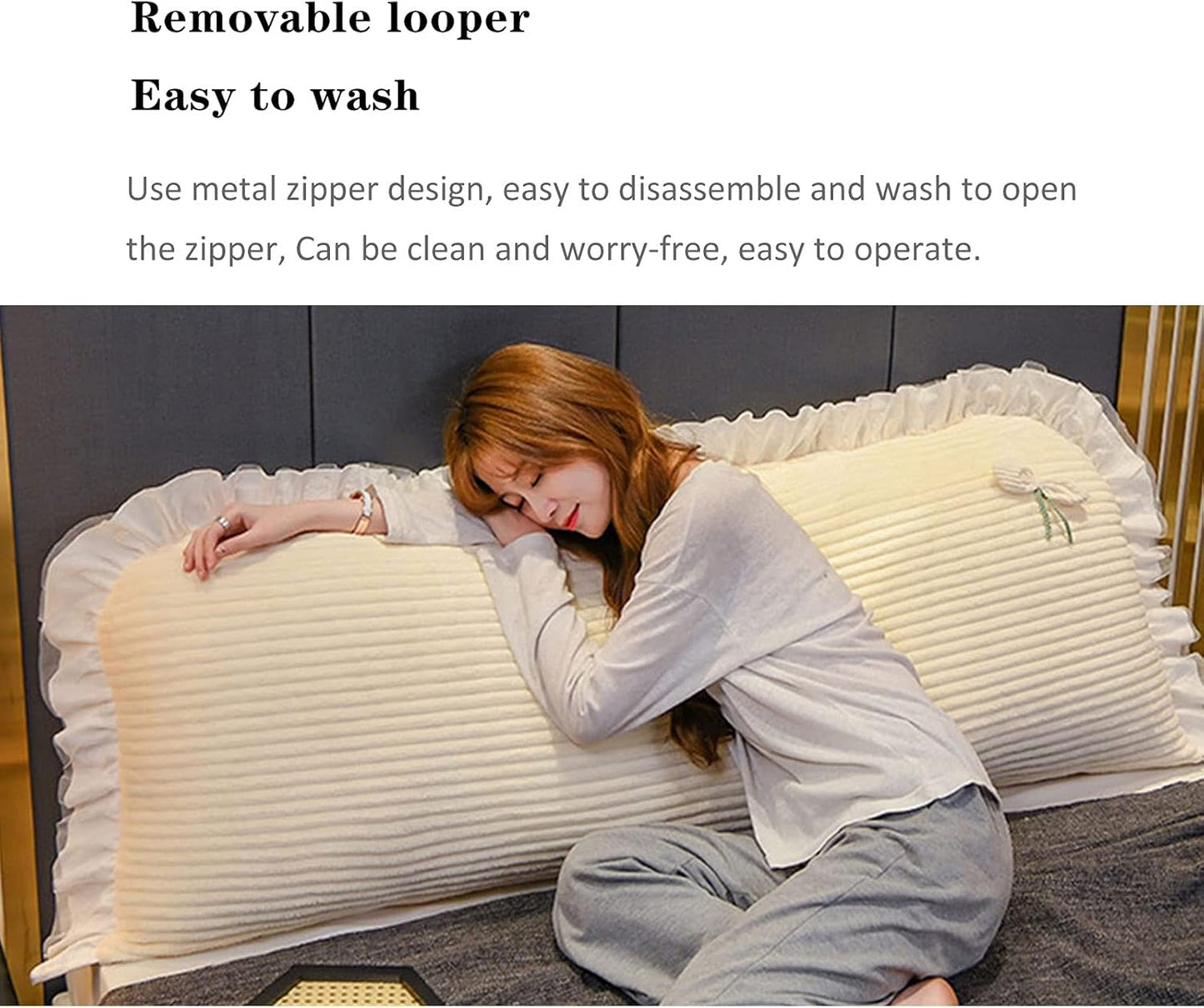 Lacy Design Reading Backrest,Large Bolster Positioning Support Cushion,Upholstered Headboard Positioners Reading Pillow with Removable Cover,for Girls Dorm Home Office Bedroom