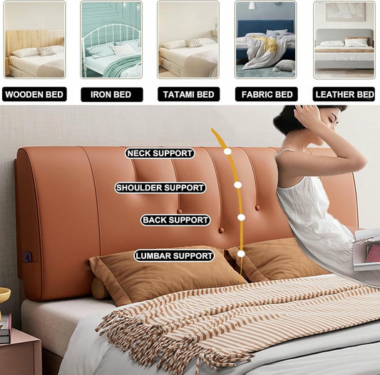 Red,Straps/75x23x2In,Large Headboard Wall Pillow Solid Color Bedside Cushion Rectangular Backrest Full Lumbar Support Pillowboard for Daybed Bunk Bed Removable Cover