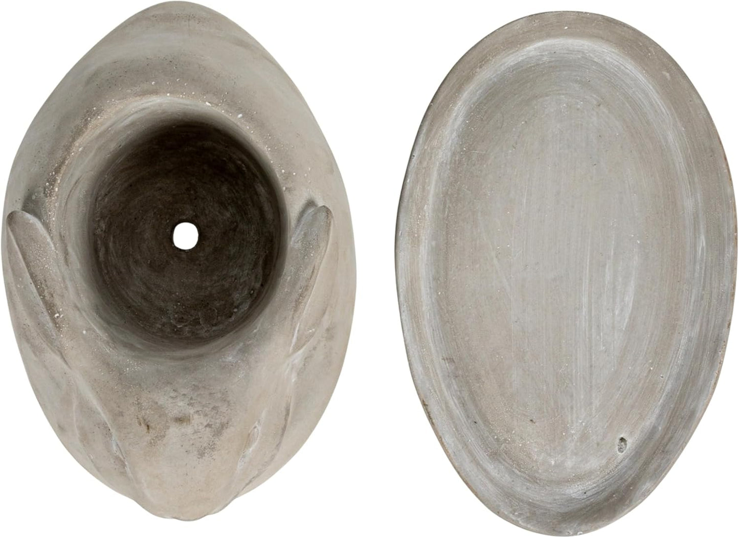 Creative Co-Op Cement Rabbit Planter with Saucer (Set of 2 Pieces)