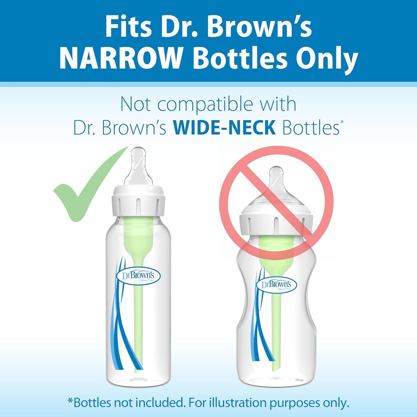 Dr. Brown's Natural Flow Level 1 Narrow Baby Bottle Silicone Nipple, Slow Flow, 0m+, 100% Silicone Bottle Nipple, 6 Count (Pack of 1)