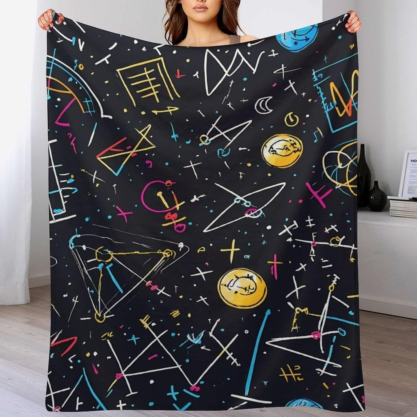 Chemistry Math Throw Blanket for Couch Bed Plush Cozy Fuzzy Flannel Blanket for All Season 66"x90"