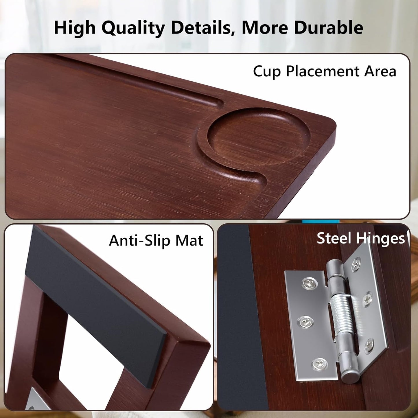 Couch Trays & Sofa Armrest Table - Multi-Functional Arm Trayes for Couch, Perfect Sofa Arm Tray Table for Snacks & Drinks
