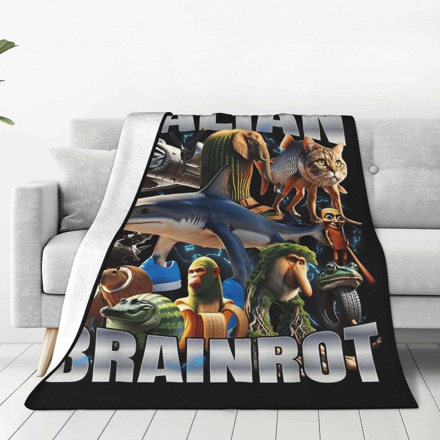 Italian Brainrot Blanket Soft Cozy Fleece Throw Blanket Plush Lightweight Warm Fuzzy Flannel Blankets and Throws for Boys Girls Adults Couch Sofa Bed 50"X40"