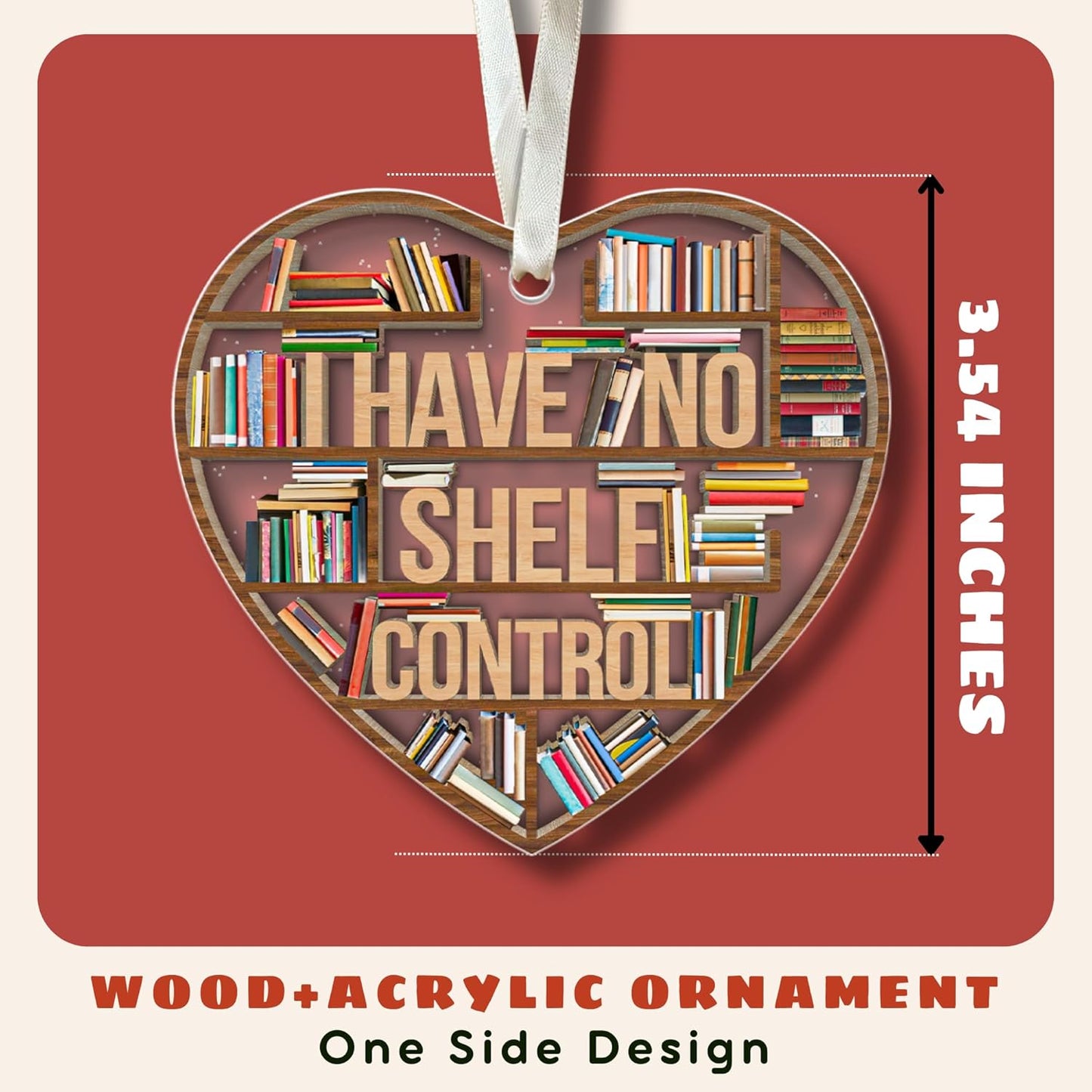 TUMSHANIP Book Lovers Ornament - Books Club, Bookworms, Reader Tree Ornaments - Book Lover Gifts, Reading Librarian Gifts - Gift for Book Lovers Women Men - Wood & Acrylic Christmas Ornament 2025