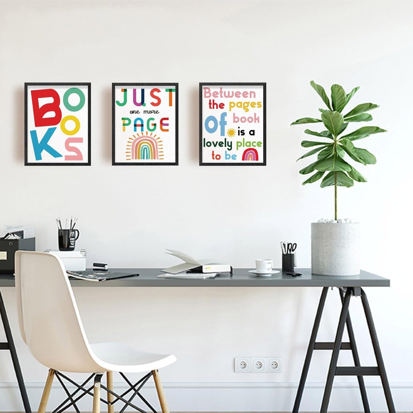 INFUNLY 9 Set Reading Quotes Wall Art Print 8x10Inch Motivational Words Poster Pictures Artistic Alphabet Canvas Wall Art Unframed Book Quotes Prints Sticker for Study Room Classroom Library Decor