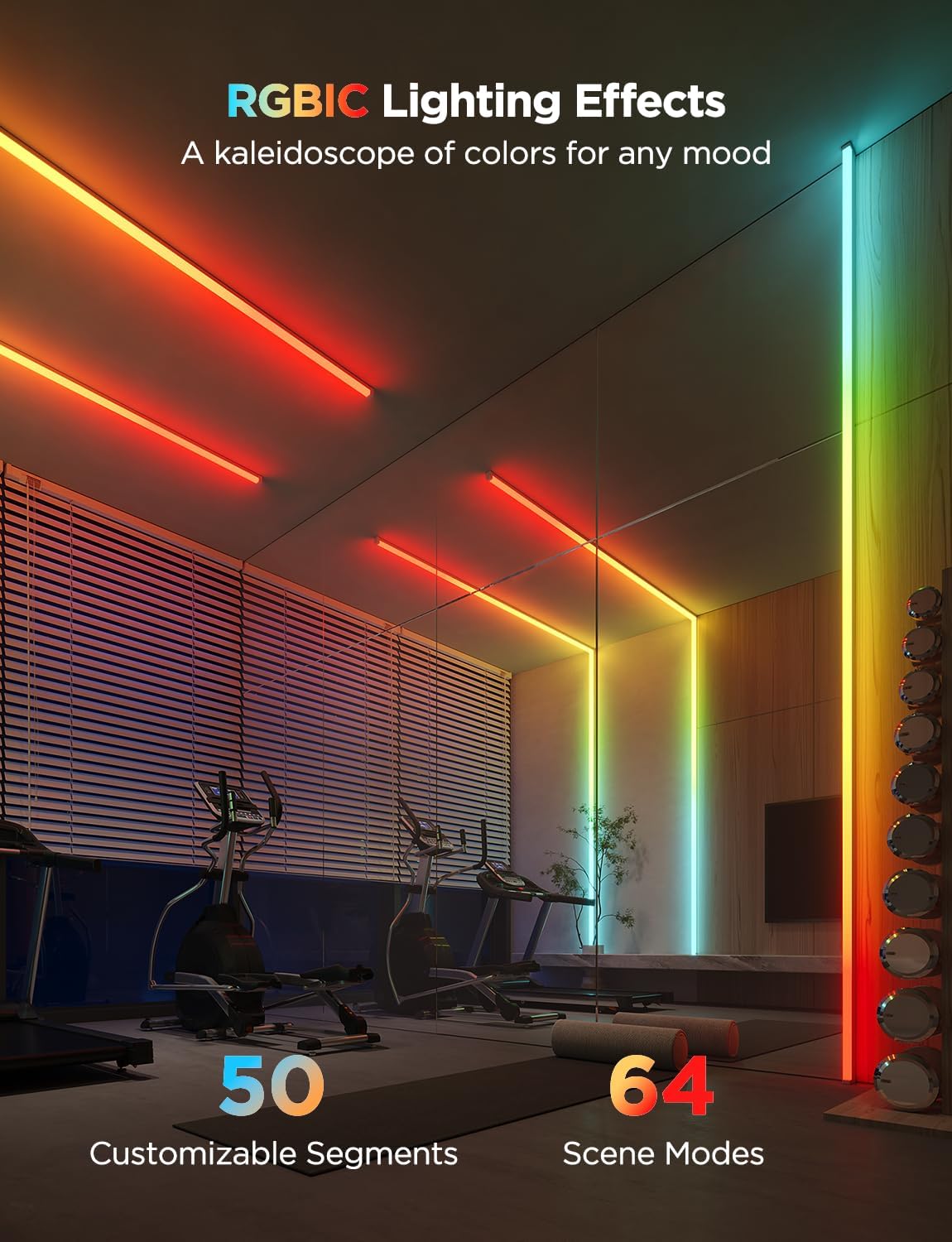 Govee RGBIC LED Strip Lights 16.4ft with Covers, Smart LED Lights for Bedroom Work with Alexa and Google Assistant, LED Diffuser Channel with Srtip Lights, Skirting Lines, Studio, Cabinet