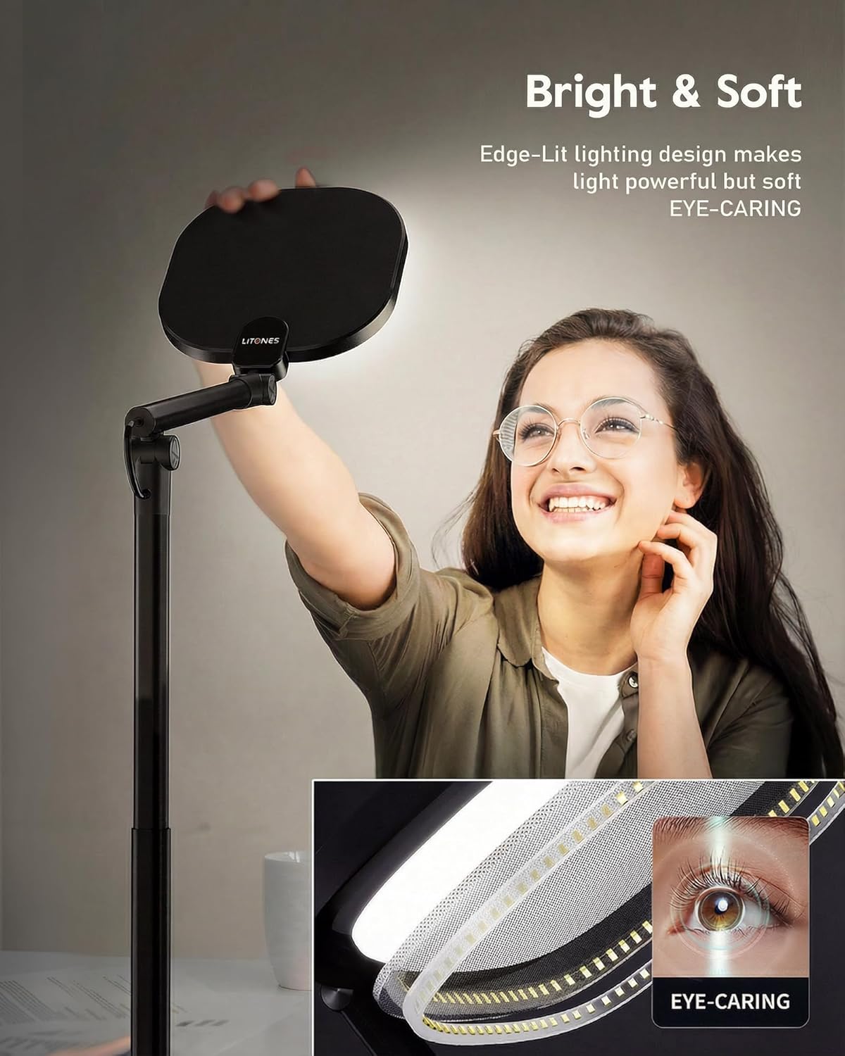 Led Desk Lamps for Home Office with Base, Tall Desk Lamp with 50 Light Modes & Memory and Timer Func Computer Light, Flexible Adjustable Table Lamps for Video Conference, Architect or Study