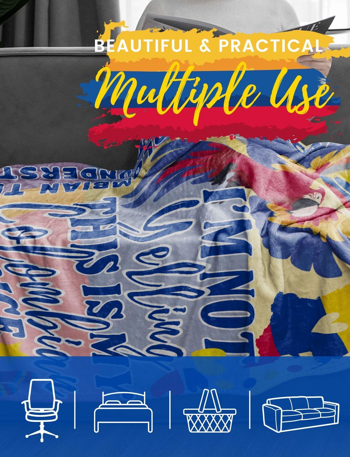 Colombian Gifts, Colombian Blanket for Women, Men, Coworkers, Besties, Wife, Throw Blanket 50x65 Inche - I'm Not Yelling