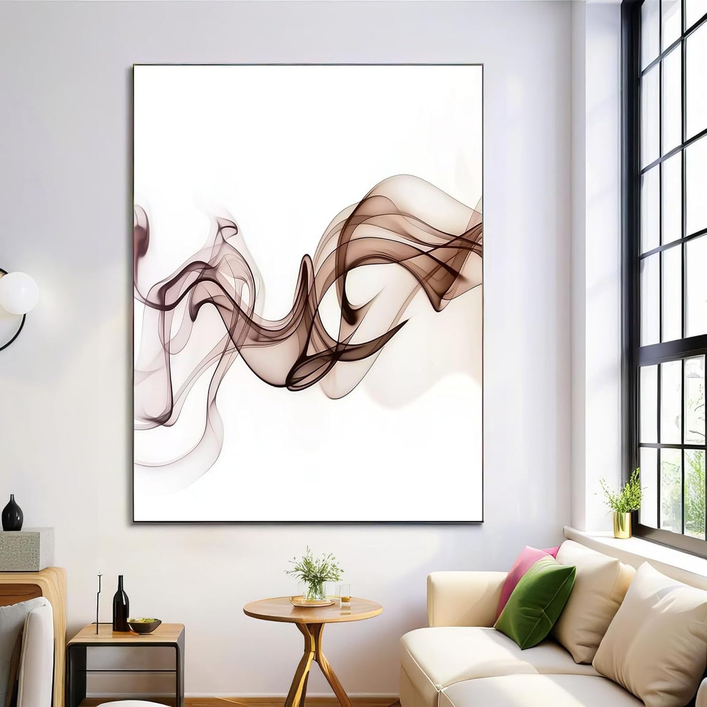 GDJSMIN Abstract Smoke Design Wall Art, Brown Wavy Shapes Poster For Reading Room Living Room Decor 12X 16 Inch Unframed