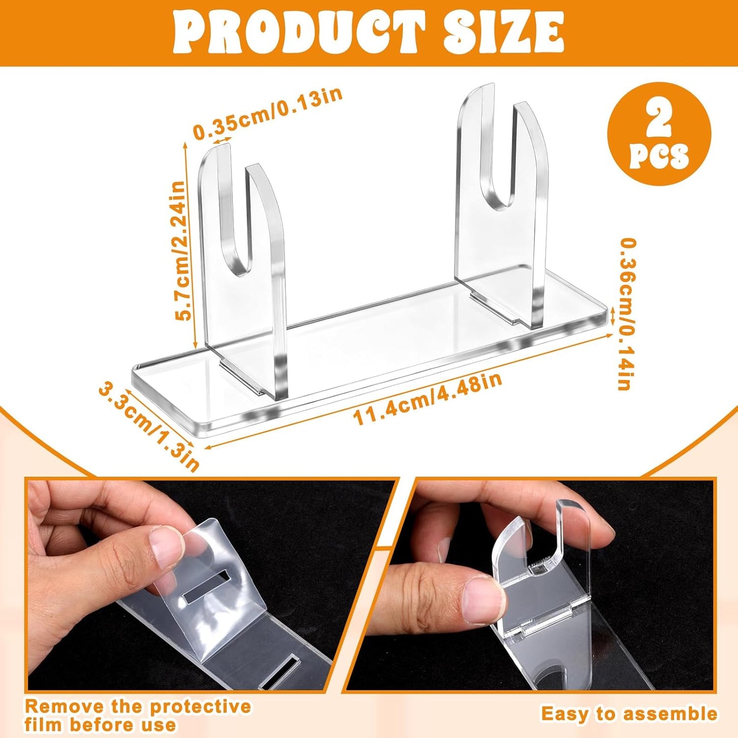 2PCS Acrylic Fan Display Stand, Clear Fan Display Holder Base Easel, Folding Fans Holder Easel, Japanese Chinese Hand Fan Stand, Fans Organizer for Home Party Displays and Decor (Clear)