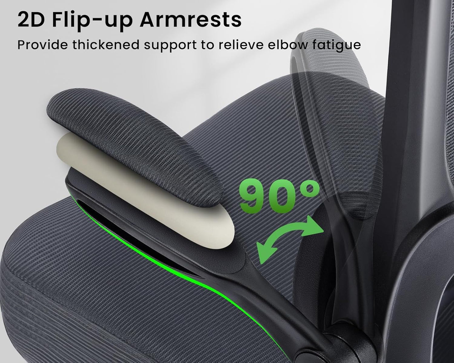 AreShark Office Chair Ergonomic Desk Chairs with Adjustable Lumbar Support, High Back Breathable Mesh Chair with Wheels& Flip-up Armrests,Rolling Swivel Comfy Task Computer Chair for Home Work Gaming