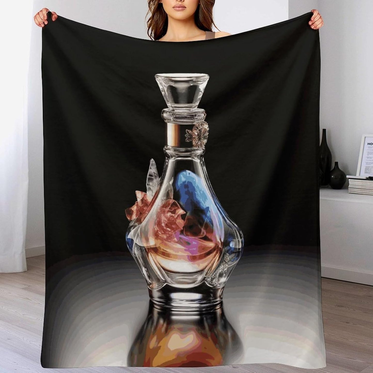 Perfume Bottle Blanket Super Soft Lightweight Throw Blanket Cute Cozy Warm Bed Blanket Decorative Fuzzy Blanket All-Season Home Decor Gift for Sofa Couch Living Room 40"*50" （100 * 130cm）