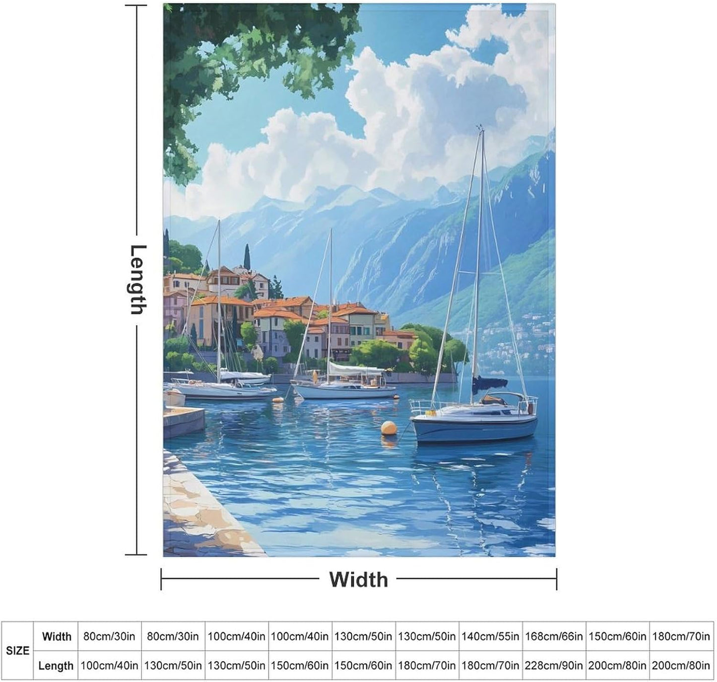 Italy Lake Como Boat Throw Blanket for Couch Bed Plush Cozy Fuzzy Flannel Blanket for All Season 55"x70"