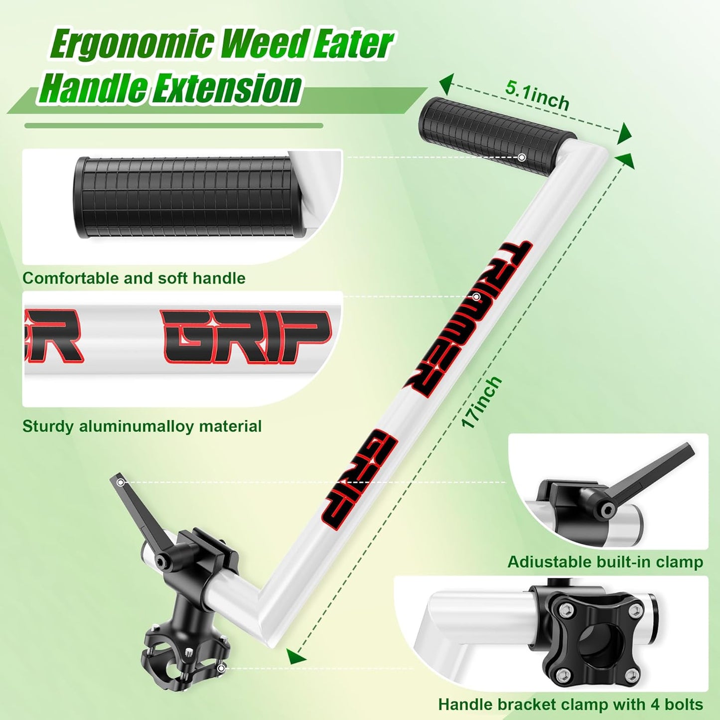 Upgraded Ergonomic Trimmer Grip, String Trimmer Handle, with Trimmer Shoulder Harness, Weed Eater Handle Extension for Trimming, Weedeater Handle Grip for String Trimmer, Lawn Care and Landscaping