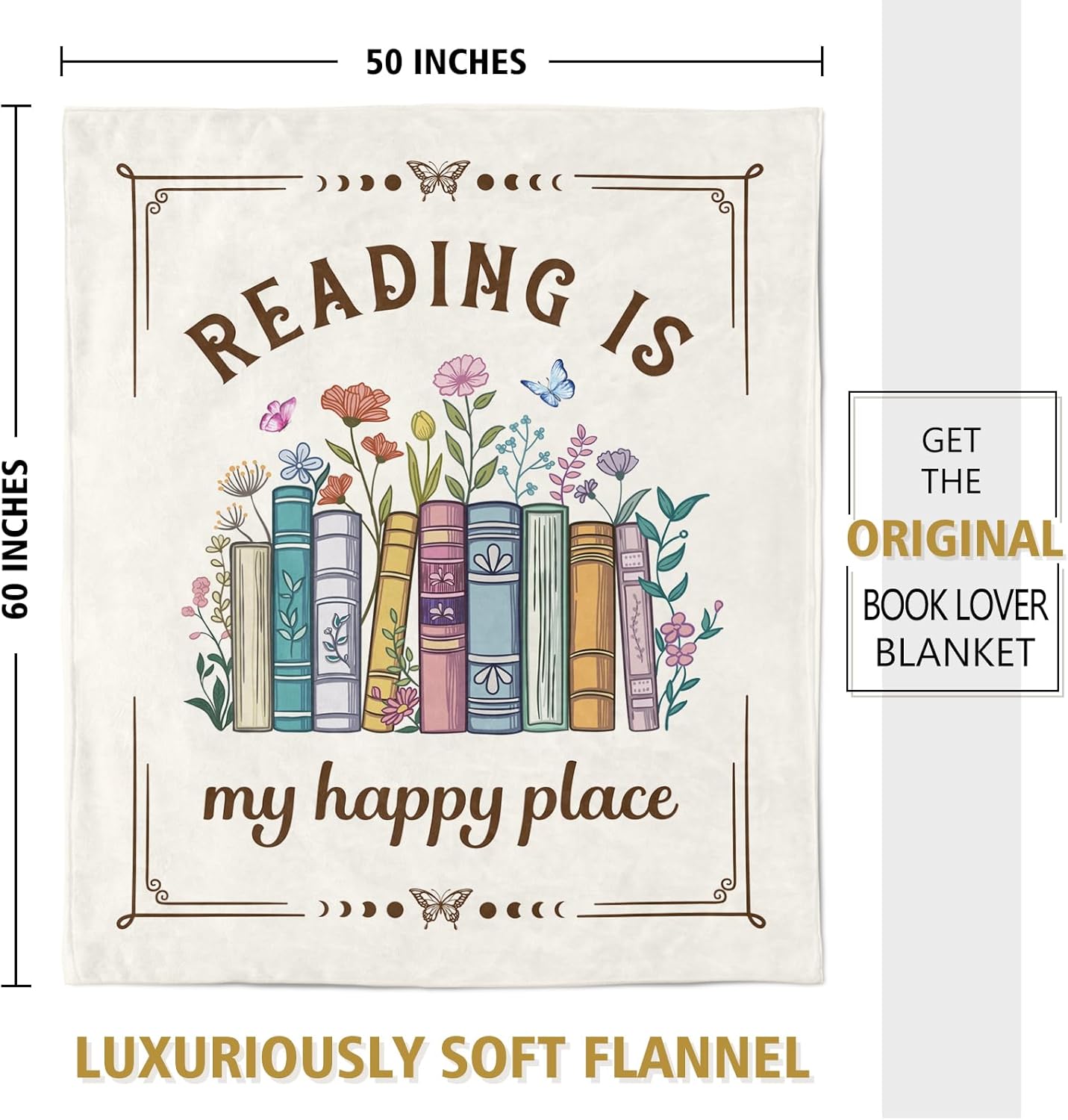 Book Lovers Gifts, Reading Blanket Gifts for Book Lovers, Unique Bookish Presents for Reader Bookworm on Birthday Christmas Soft Flannel Throw Blanket 60"x50"