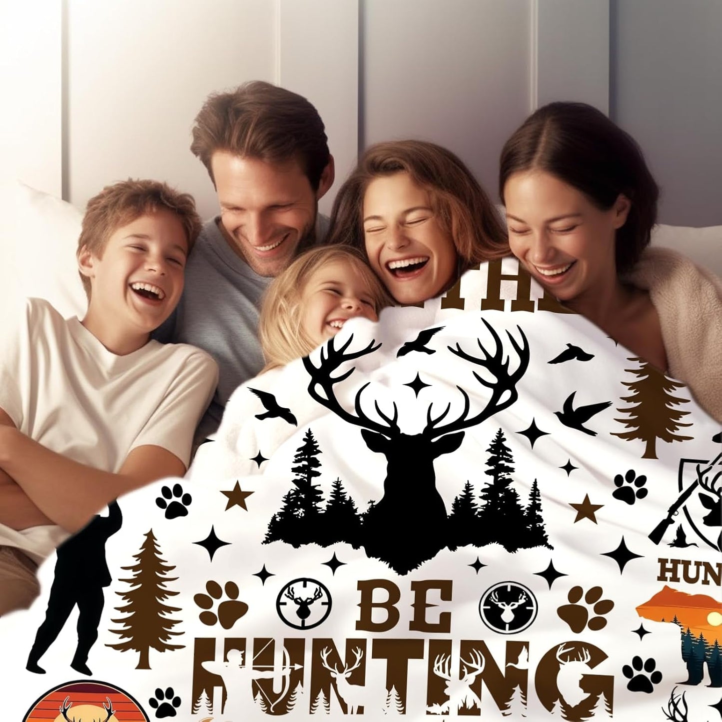 Hunting Blanket Deer Hunter Gifts for Men Husband Women,Hunting Gear Accessories Deer Throw Blankets,Unique Hunter Present for Hunters Dad Boys 60"x50"