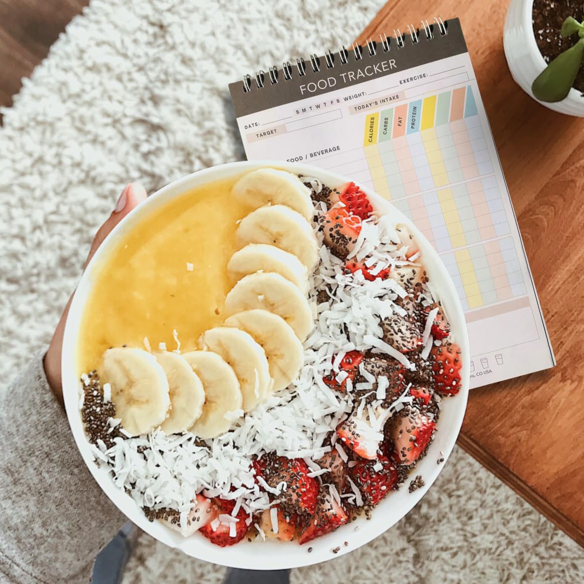 Cora Kate Food Journal Diary, 5.5 x 8.5 Calorie Counter Book, 50-Page Double-Sided Spiral Bound Meal Tracker for Tracking Calories, Carbs, Fat, Protein, Calorie Tracker, Food Log for Diet & Nutrition
