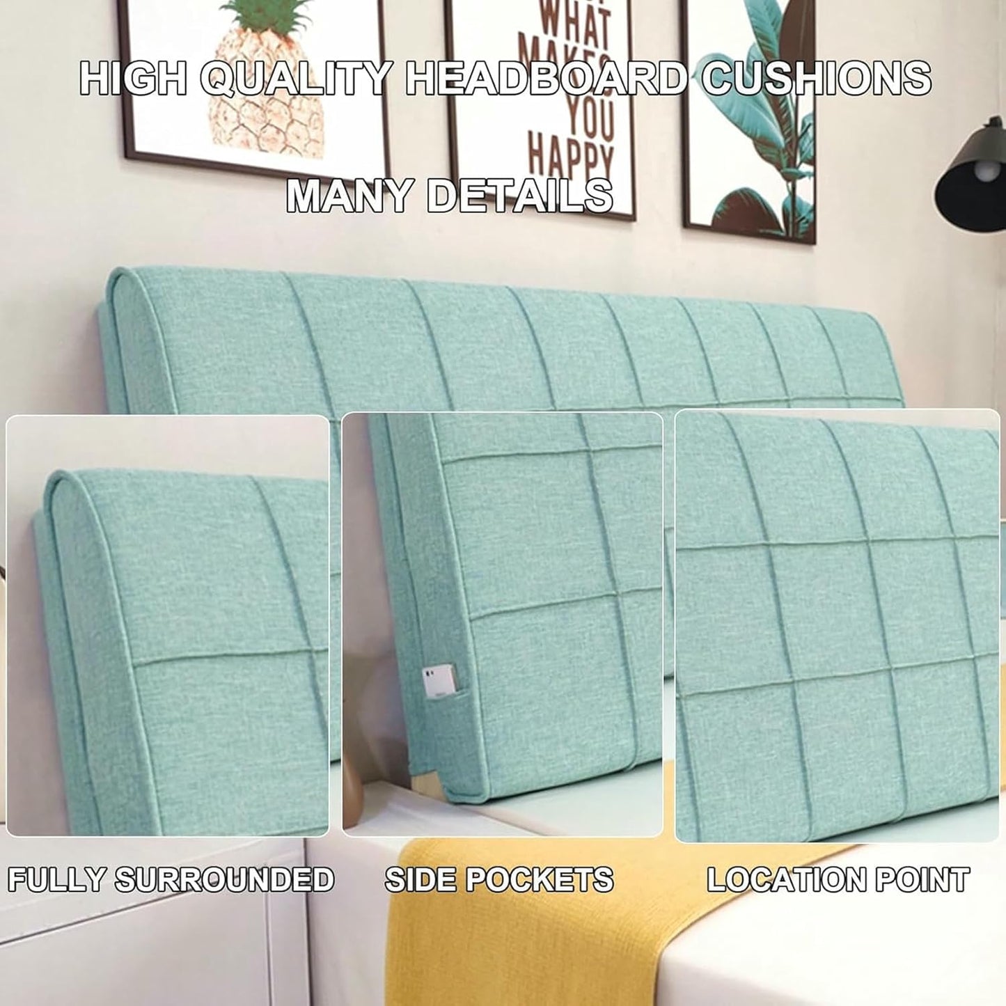 Gray2,Paste/71x23x4In,Wedge Headboard Upholstered Linen Reading Pillow Lumbar Support Pillow, Large Pillowboard Headboard Cushion Bed Backrest for Sofa Bed Bunk Bed