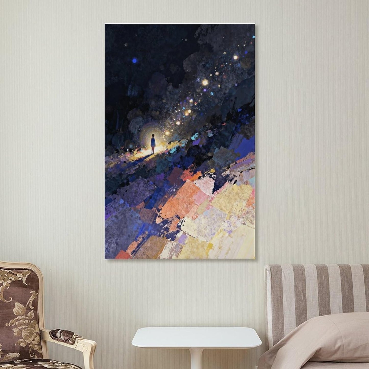 The World of Loneliness - 4 Oil Painting Print, Loneliness Wall Art, Moody Aesthetic Painting, Suitable for Reading Nook, Living Room, Bedroom Frame-style 20x30inch(50x75cm)