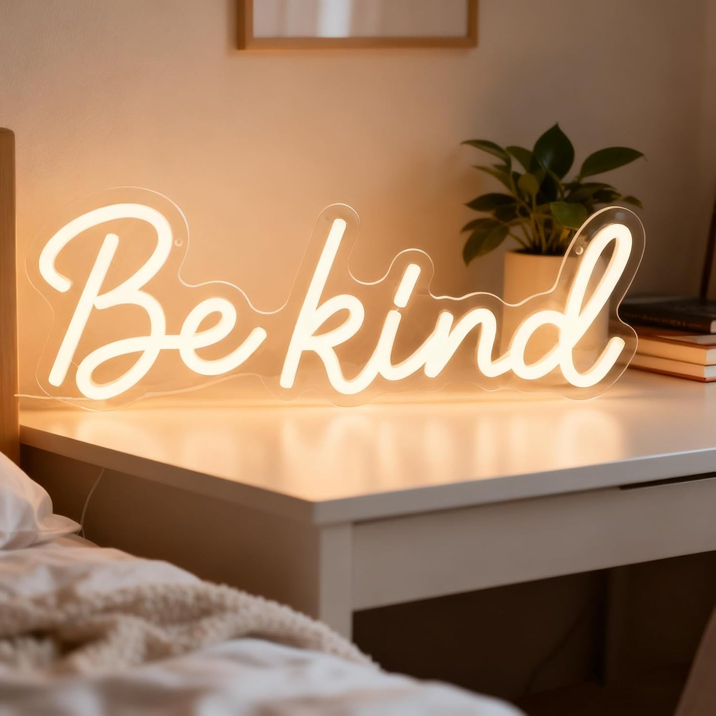 Be Kind Neon Sign, Classroom Neon Sign Dimmable LED Kids Neon Lights Inspirational Signs for Wall Decor, Warm White Be Kind Light Gift for Classroom, Bedroom, Kids Room, Dorm, Office, Bookstore Boutique