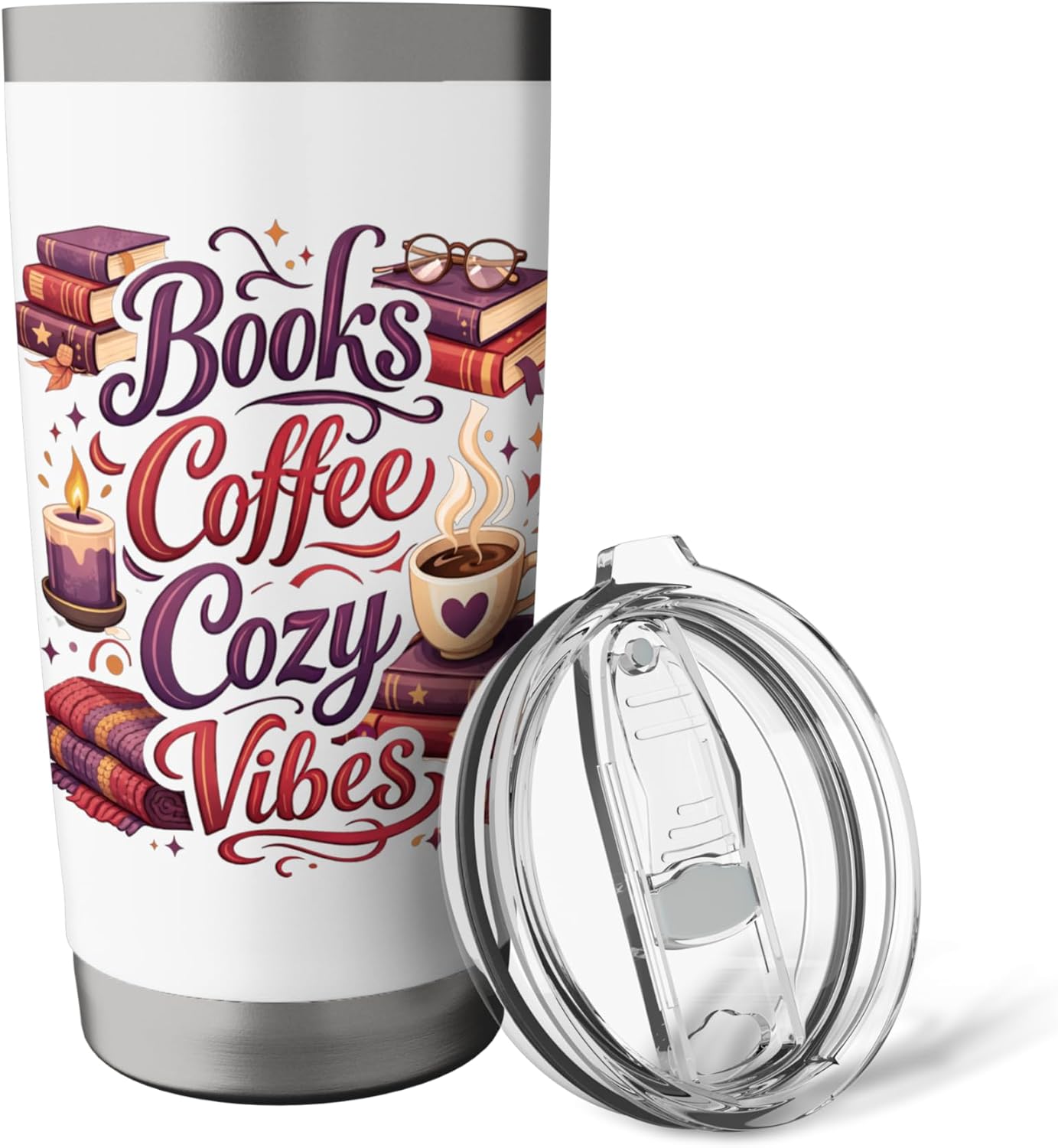 Coffee Book Lovers Reading | Cozy Funny Librarian Teacher Stainless Steel Insulated Tumbler