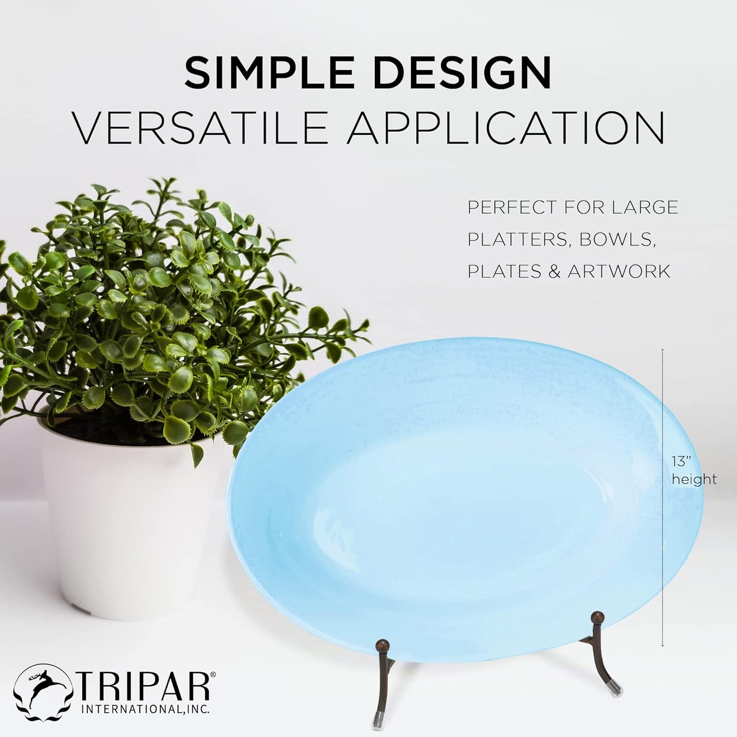 TRIPAR Large York Metal Display Stand for Pictures, Artwork, Bowls, Cookbooks, Platters, & Plates