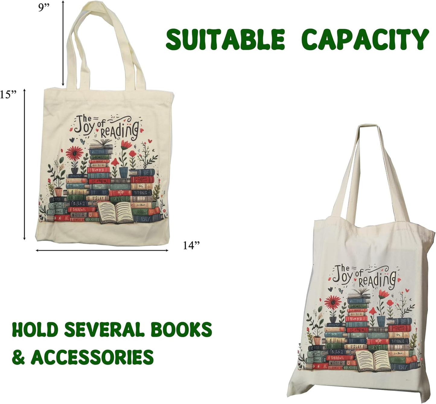 Canvas Tote Bag for Women Book Bags for Women Book Accessories Bookish Gifts and Book Lovers Gifts 14" x 15" (5.BookLay)